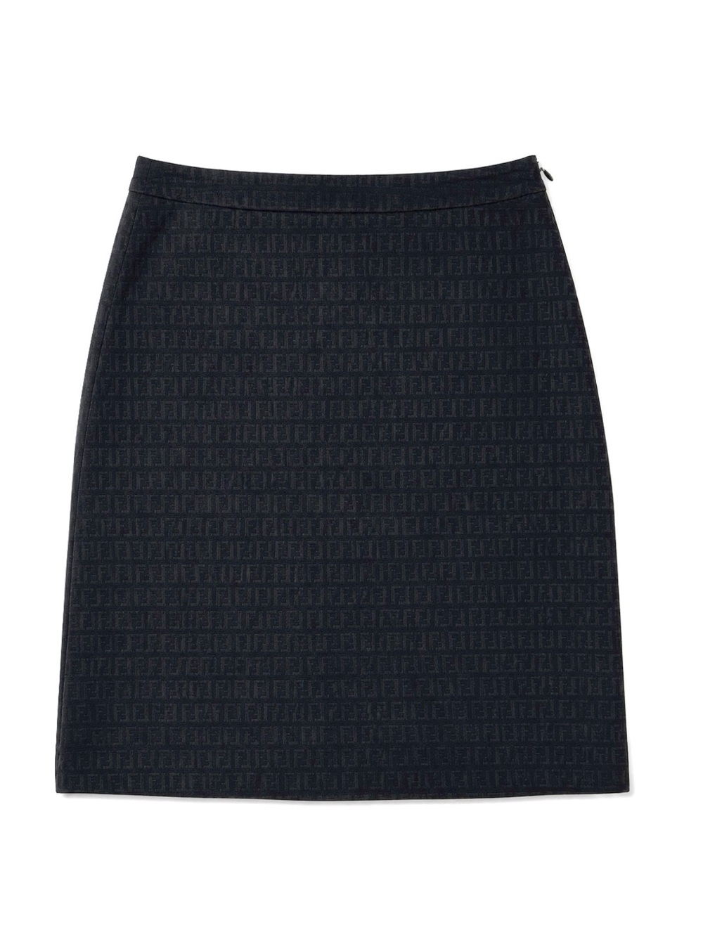 Vintage Fendi Logo Black Pencil Midi Skirt